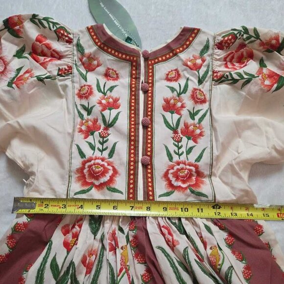 New XXS Farm Rio x Anthropologie puff-sleeve printed midi dress - Picture 10 of 11